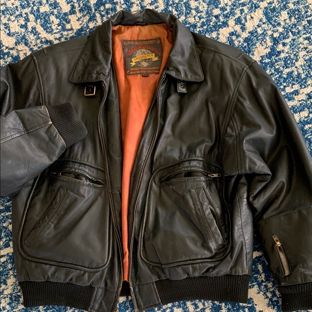 World Alliance Black Leather Jacket